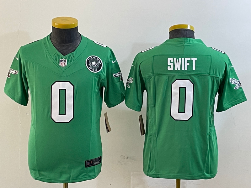 Youth 2025 Philadelphia Eagles #0 Swift green Nike NFL jersey style 3